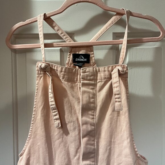 Jordache Peachy Pink Tie Front Overalls Casual Colourful Denim Women’s Small - Picture 4 of 11